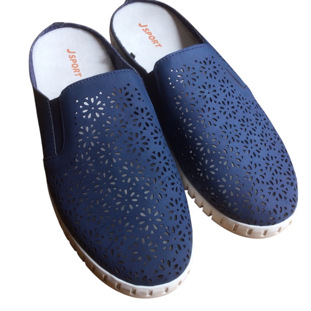 J Sport Women's Navy Lazer Cut-Out Slip-On Shoes